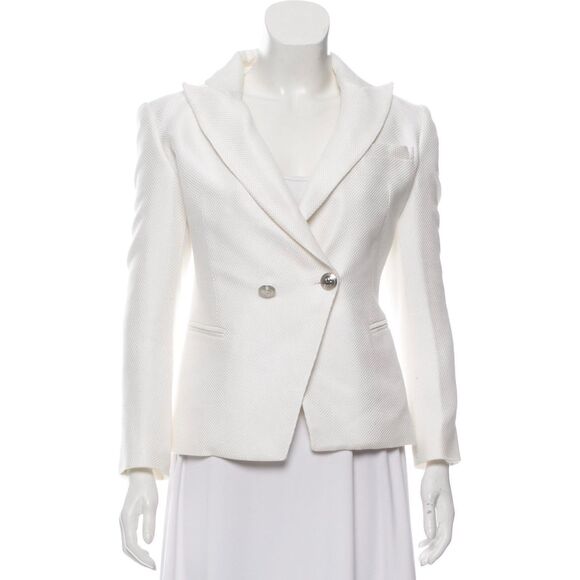 Pierre Balmain White Structured Peak-Lapel Blazer XS US2, FR36 - Picture 1 of 5